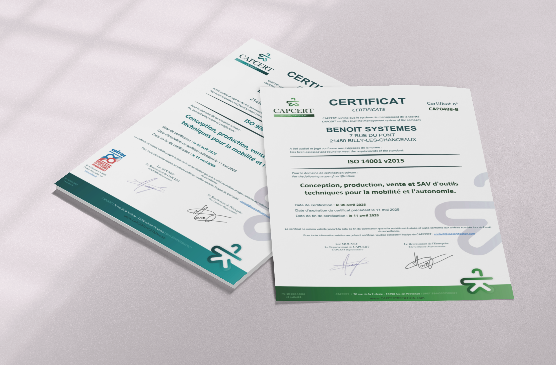 Benoît Systèmes renouvelle avec succès ses certifications ISO 9001 et 14001 (2015)